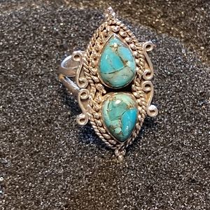 Stunning Natural Blue Copper Turquoise  .925 Ring